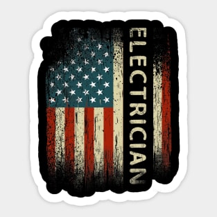 Patriotic Electrician Gifts American USA Flag Funny Lineman Sticker